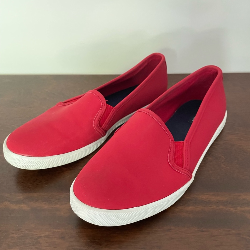 Nautica Red Slip-On Sneakers Vibrant Canvas Casual